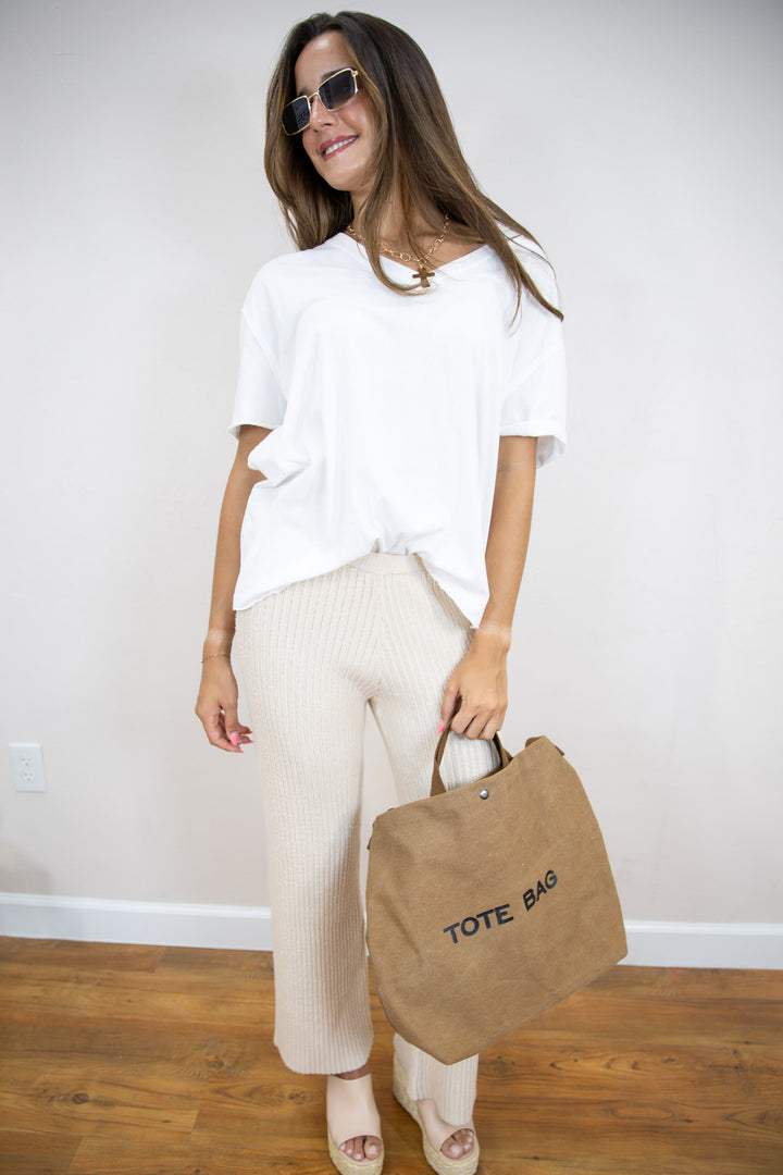 Natural Ribbed Lounge Pants