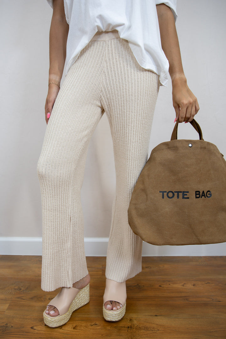 Natural Ribbed Lounge Pants