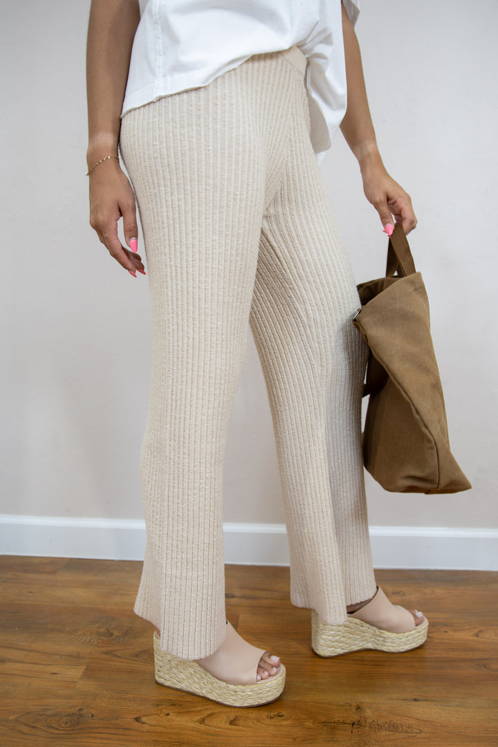 Natural Ribbed Lounge Pants