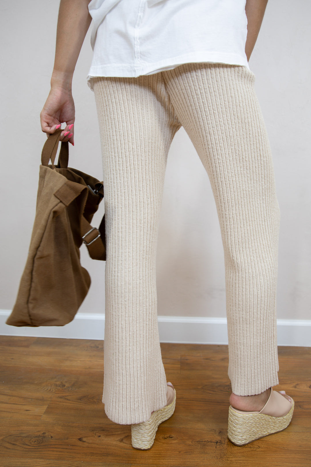 Natural Ribbed Lounge Pants