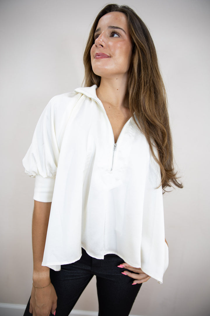 Ivory Grace Puff Sleeve Blouse