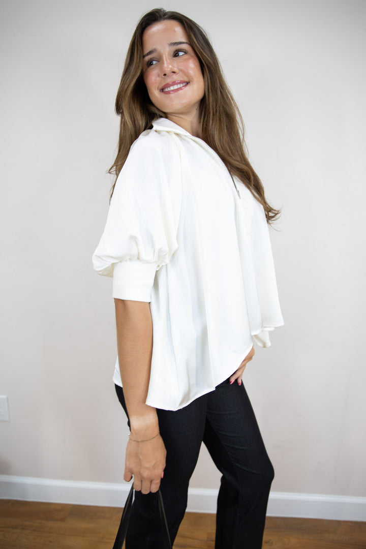 Ivory Grace Puff Sleeve Blouse