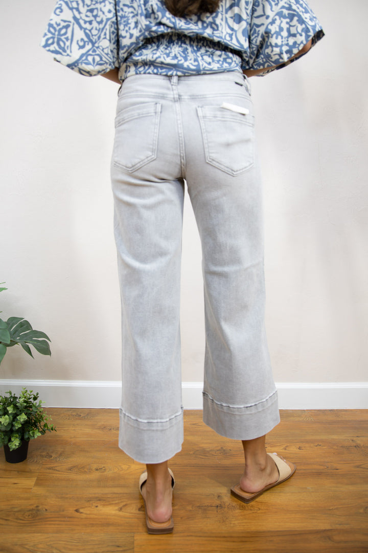 Risen Pintuck Crop Wide Leg Jeans