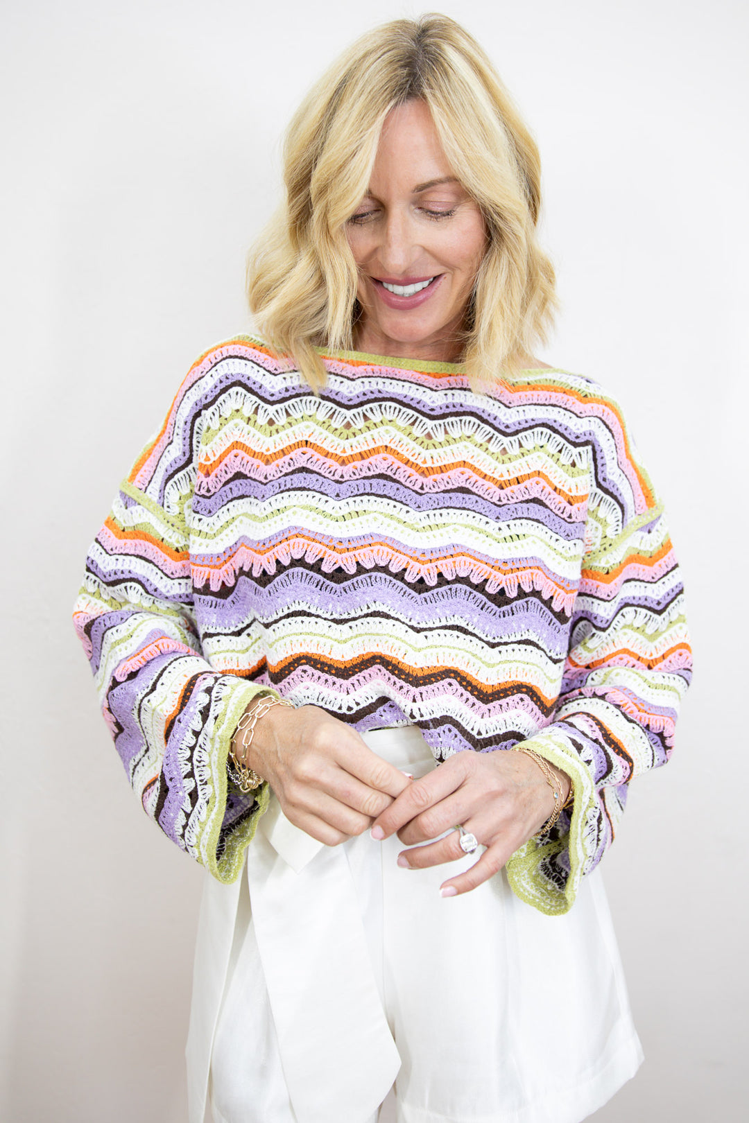 Pink Sky Stripe Knit Top