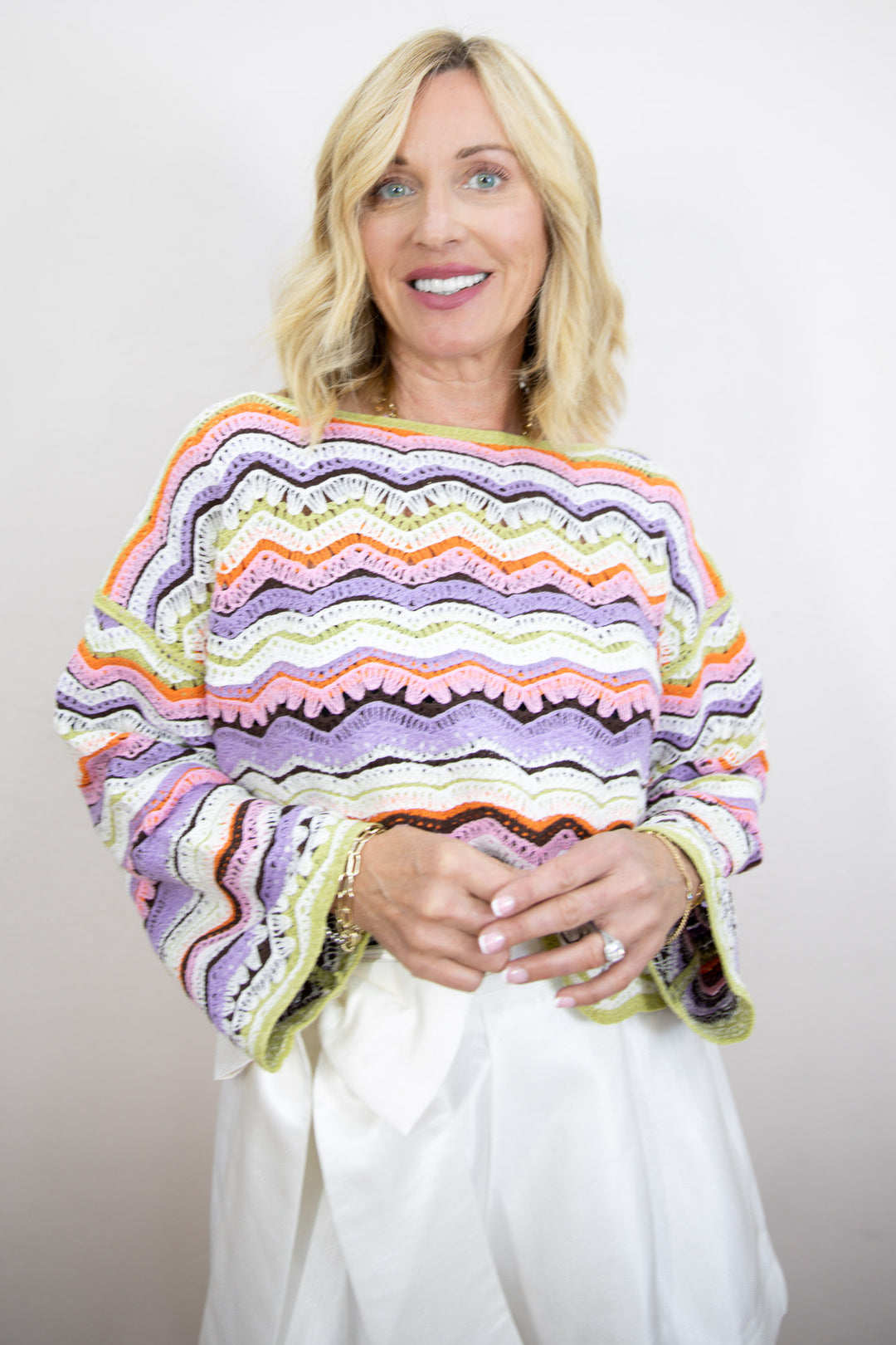 Pink Sky Stripe Knit Top