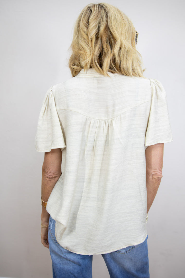 Stitch Detail V-Neck Blouse