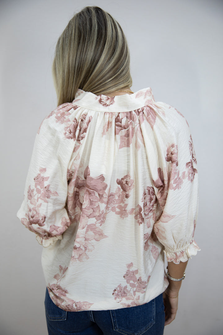 Cream Mauve Soft Statement Top