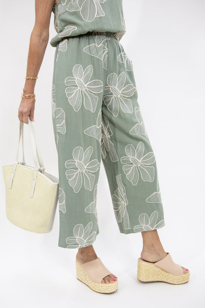 Sage Garden Linen Crop Pant