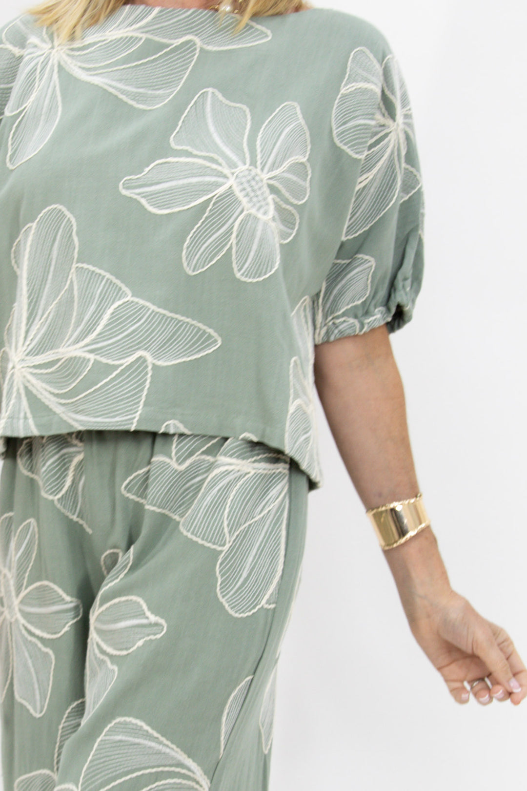 Sage Garden Embroidered Top
