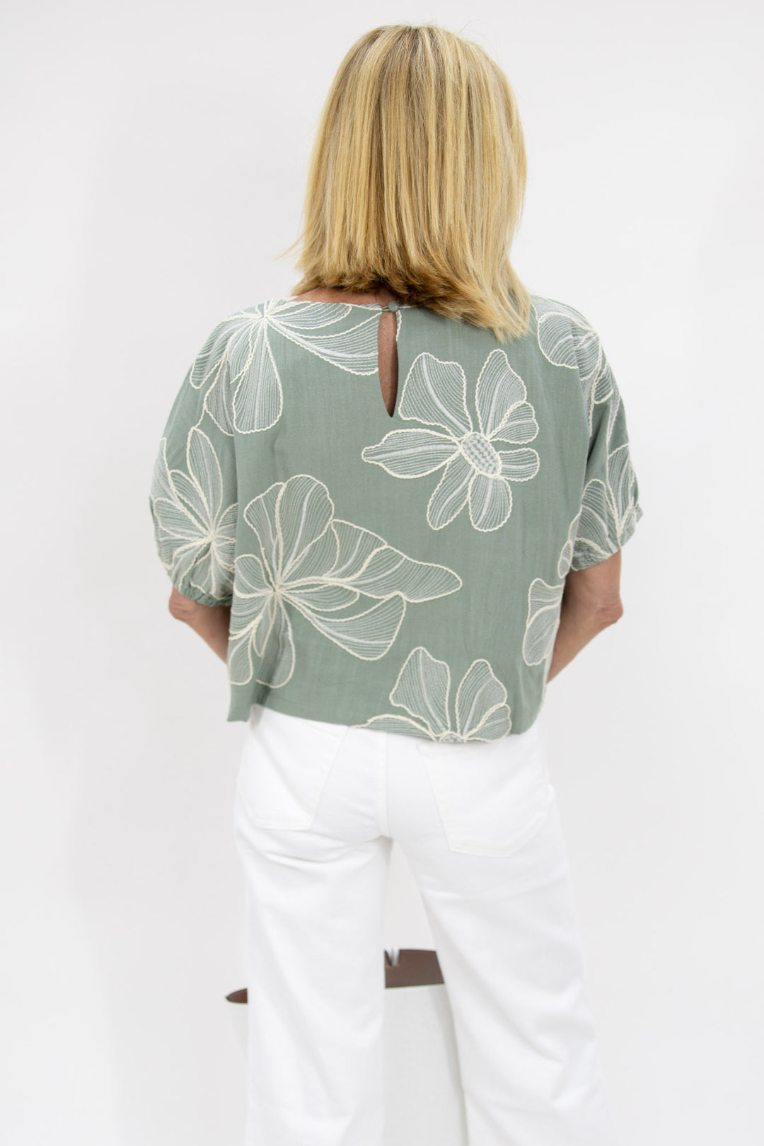 Sage Garden Embroidered Top