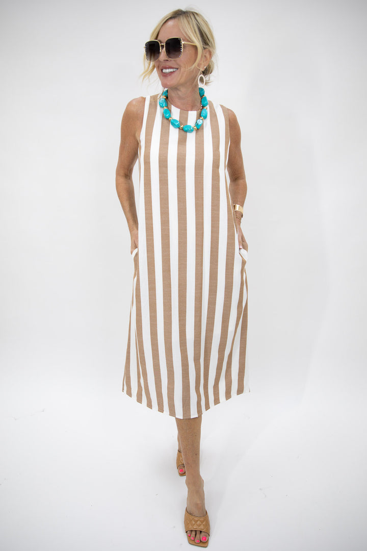 Mocha Stripe Midi Dress