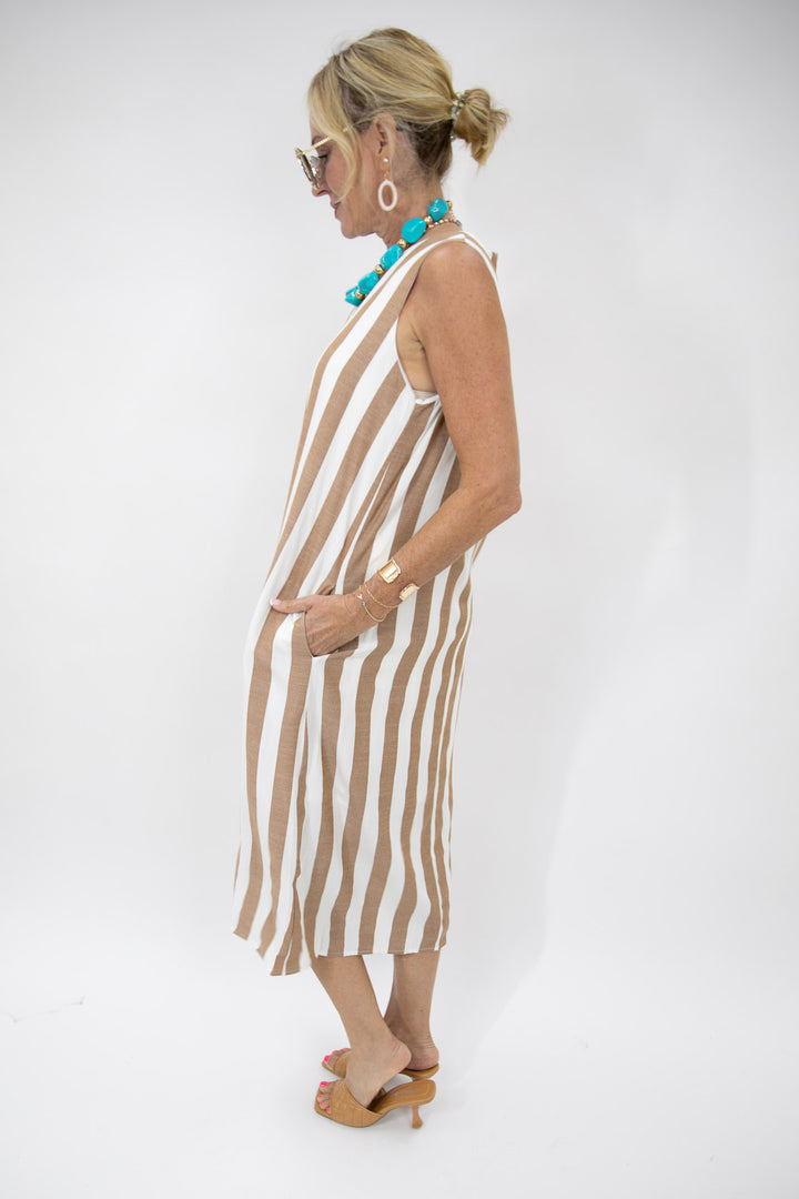 Mocha Stripe Midi Dress