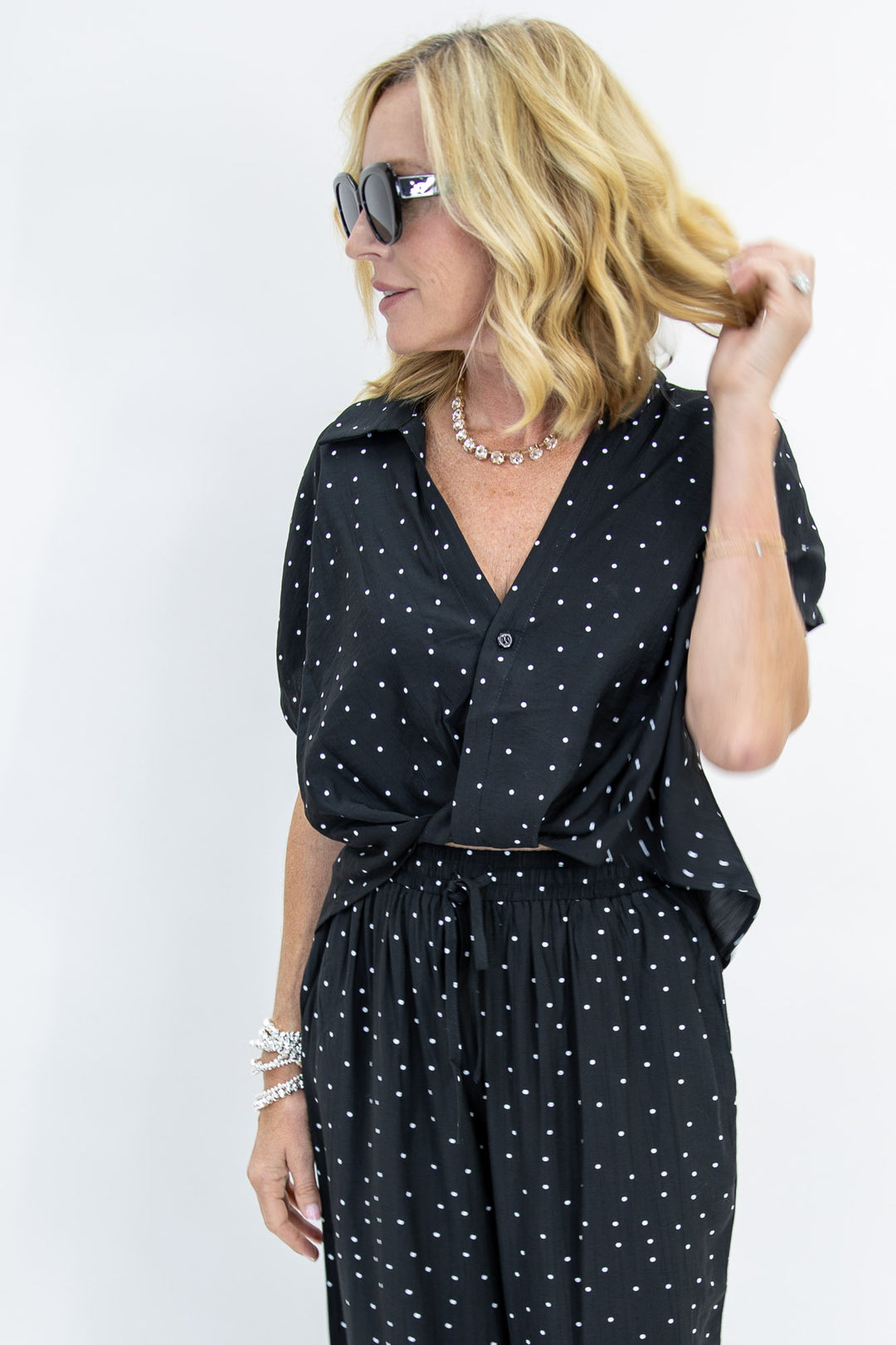 Dot To Dot Collared Top