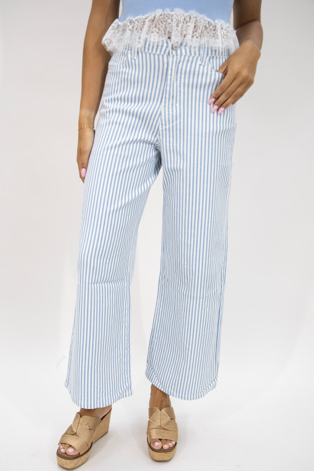 Seaside Stripe Wide Leg Crop Jeans