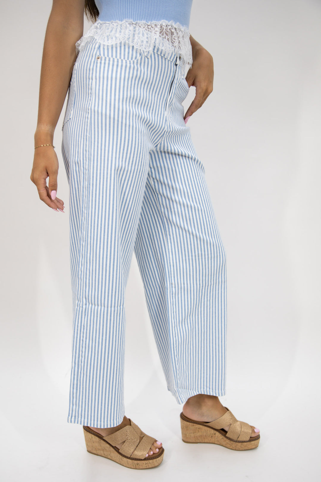 Seaside Stripe Wide Leg Crop Jeans