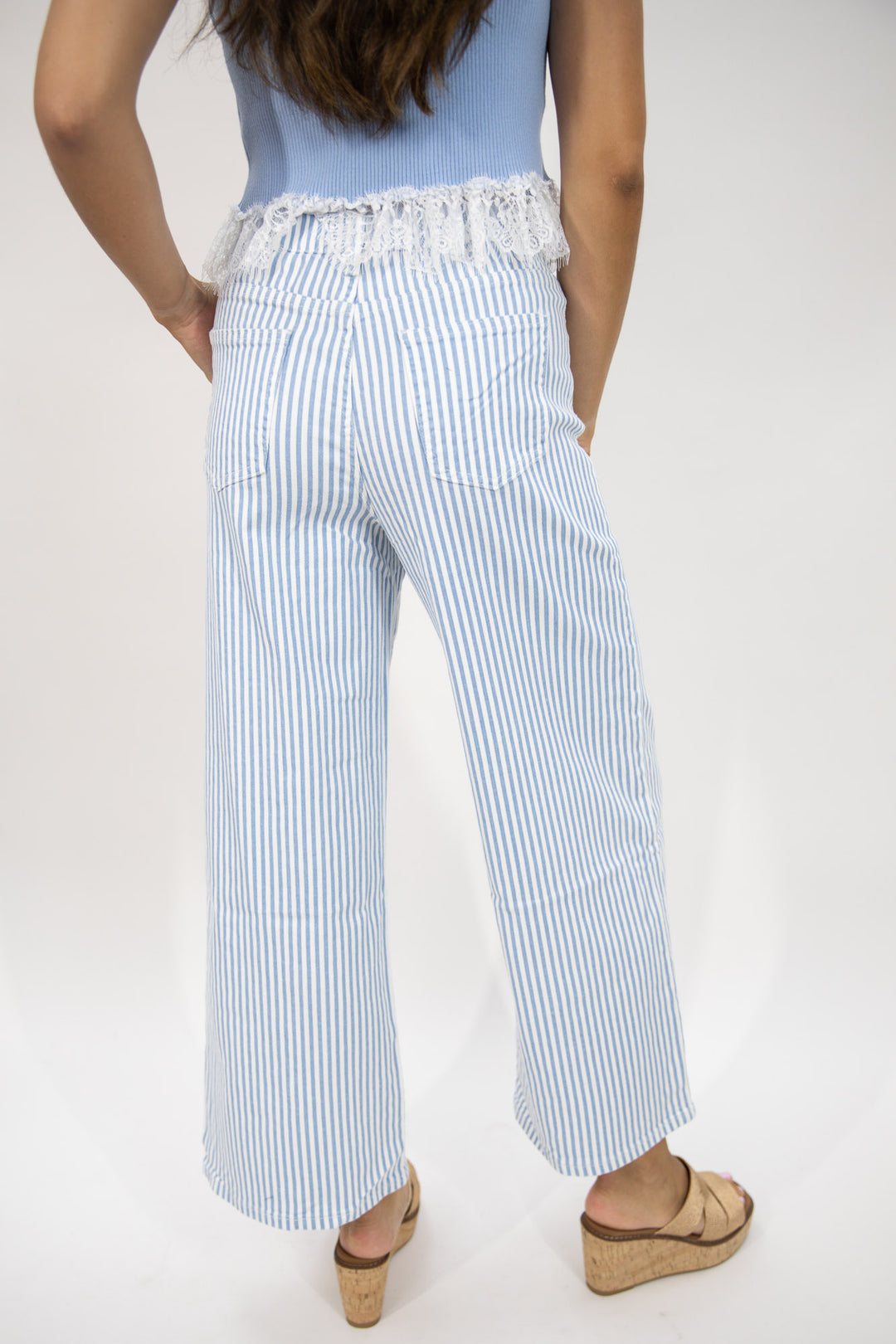Seaside Stripe Wide Leg Crop Jeans