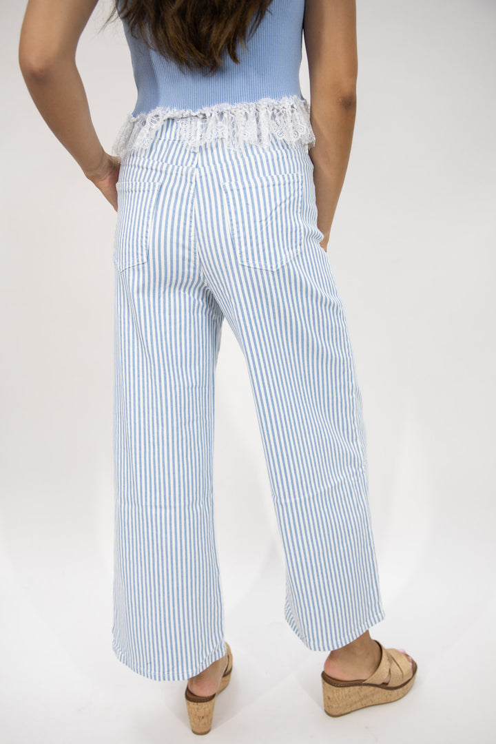 Seaside Stripe Wide Leg Crop Jeans