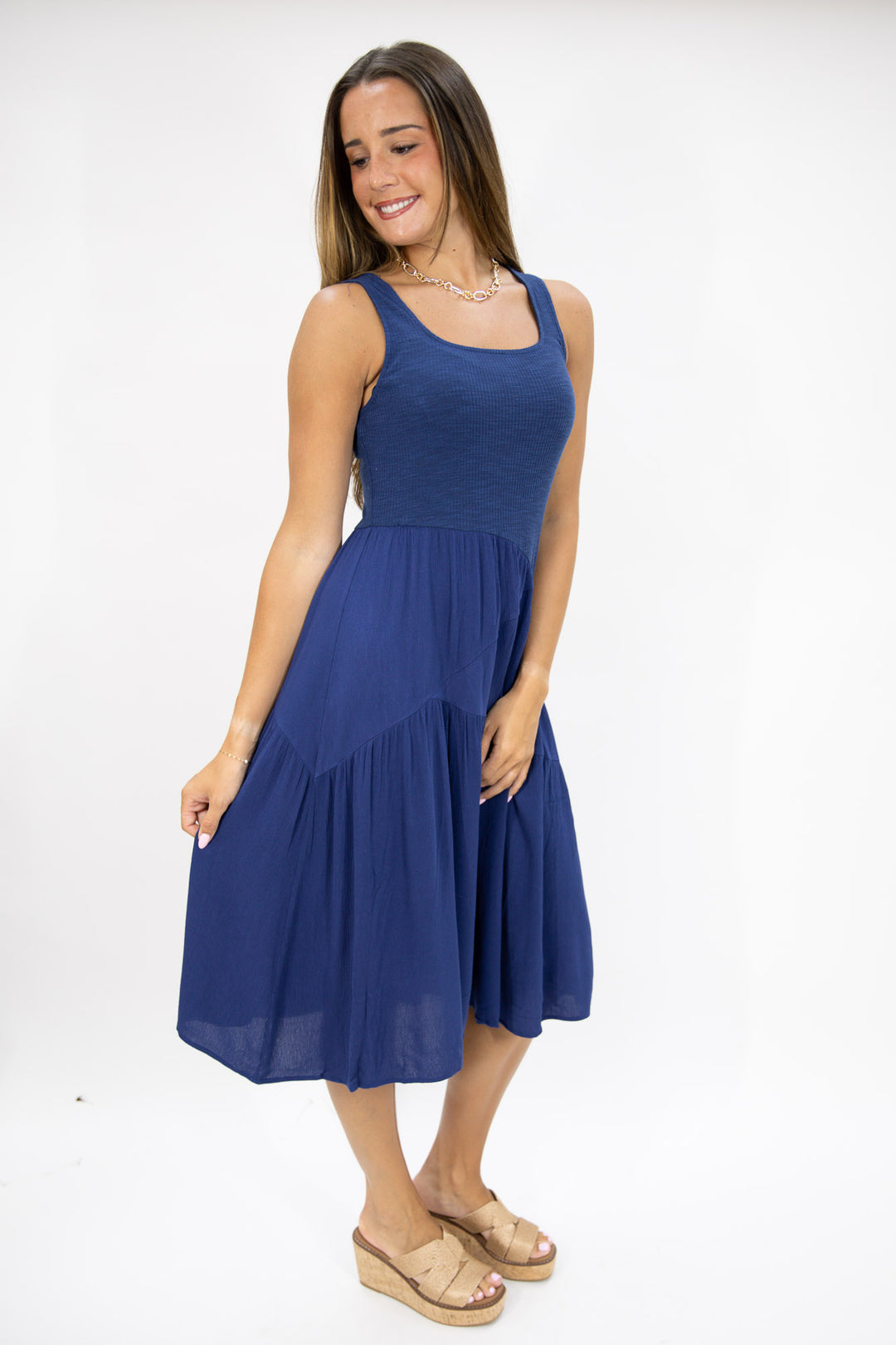 Stepping Out Tiered Midi Dress