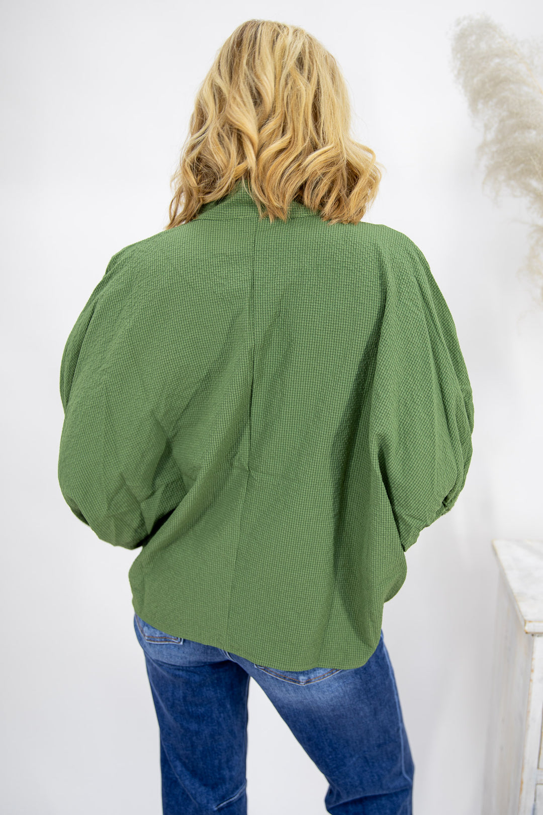 Printed Trim Textured Blouse
