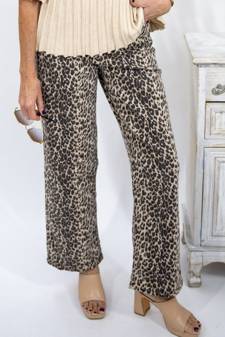 Wild Side Leopard Wide Leg Jeans