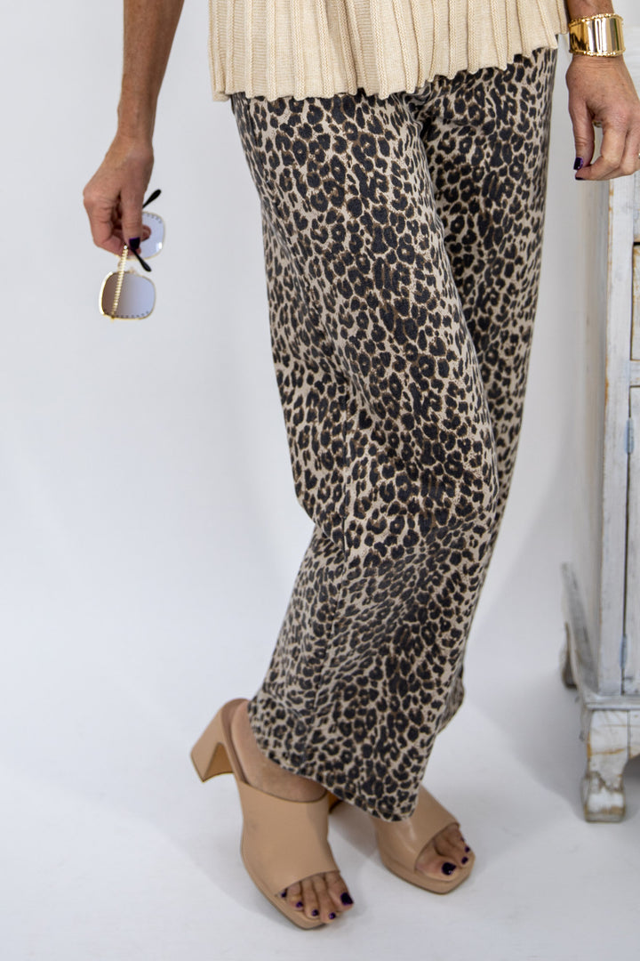 Wild Side Leopard Wide Leg Jeans