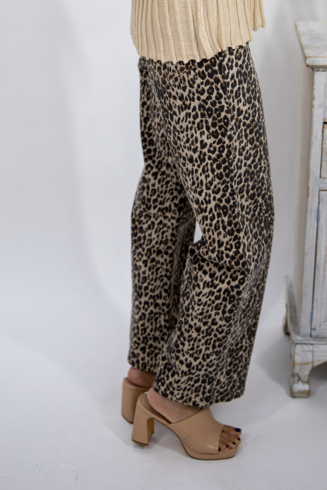 Wild Side Leopard Wide Leg Jeans