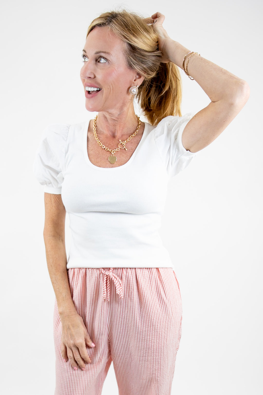 White Classic Puff Sleeve Top