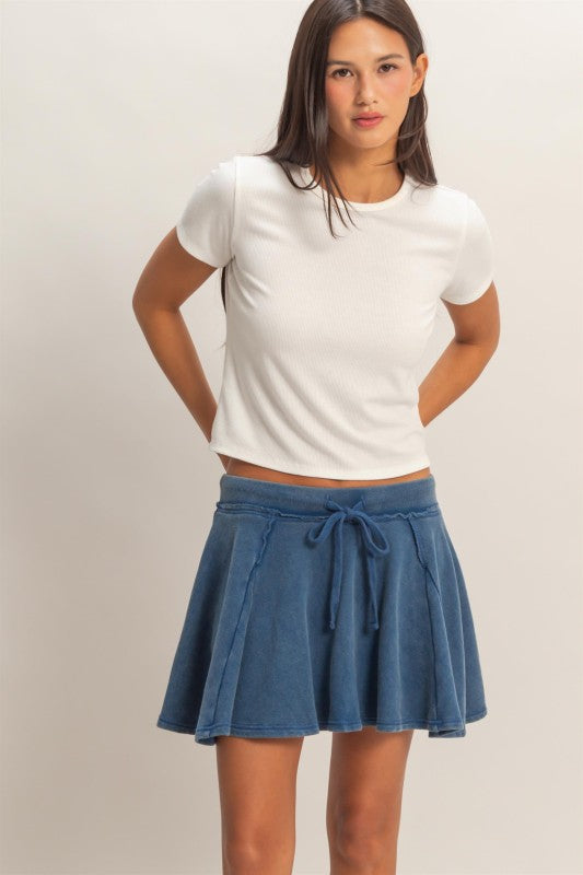 Cozy Contrast Knit Skort