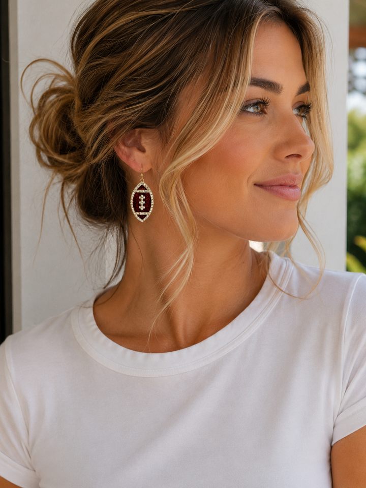 Pave Crystal Football Earrings