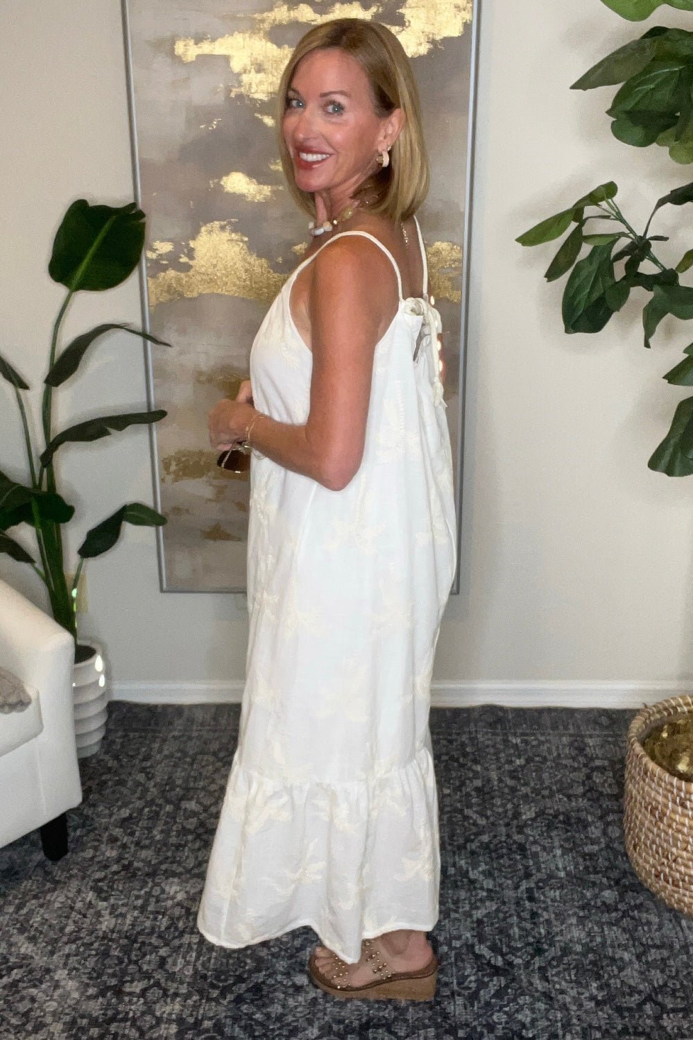 Ivory Palm Whisper Maxi Dress