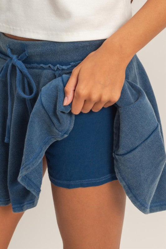 Cozy Contrast Knit Skort