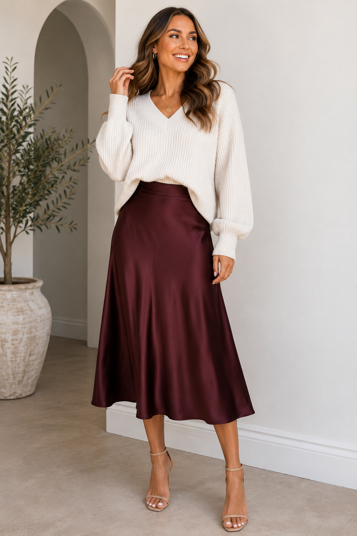 Satin Season High Waist Maxi Skirt