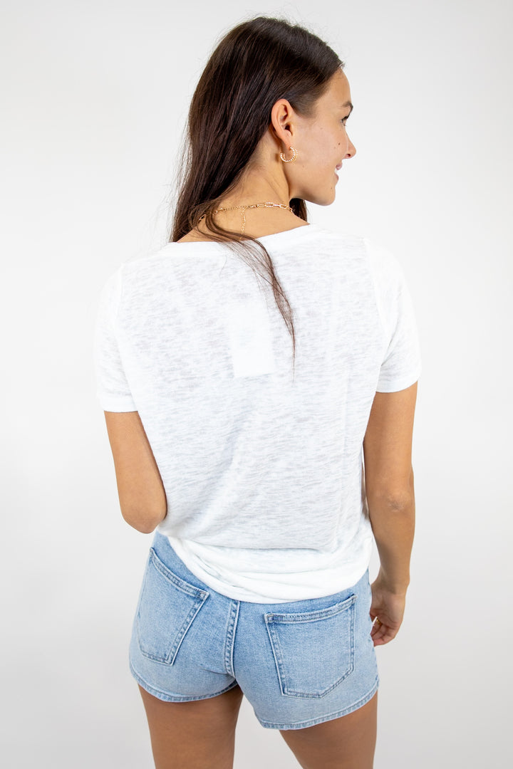 Everyday Hacci V Neck Tee Off White