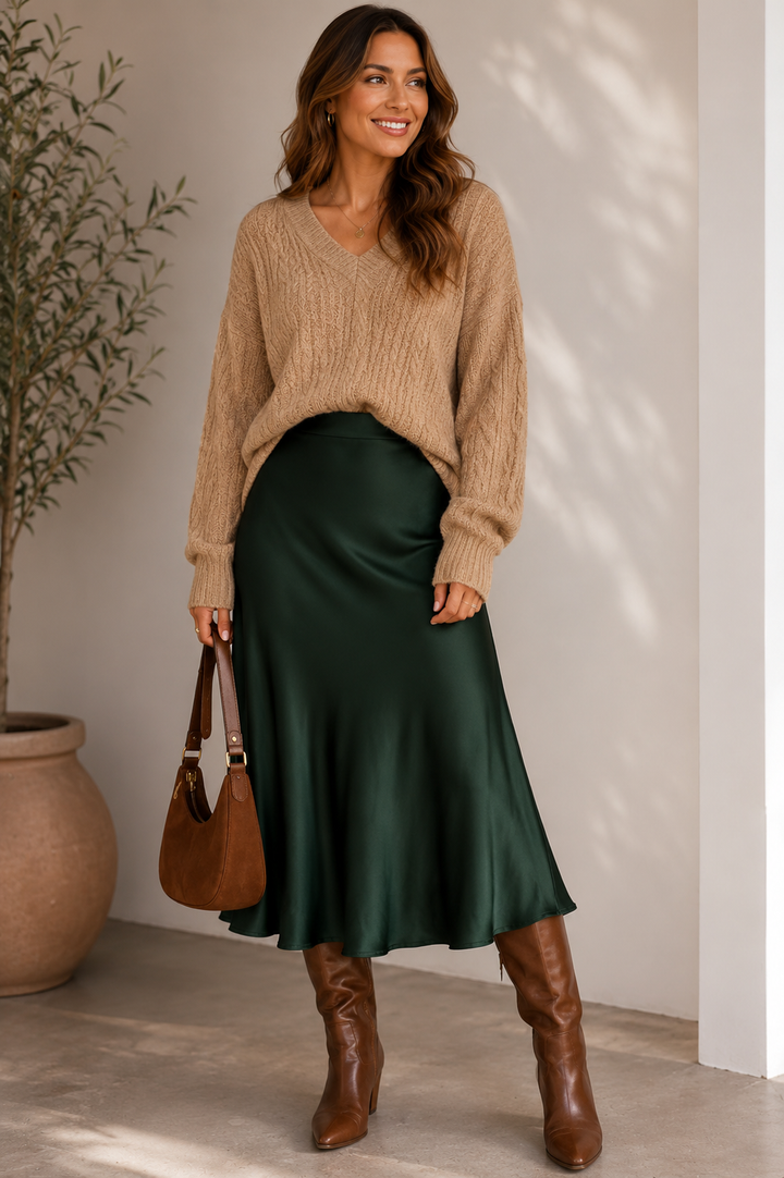 Satin Season High Waist Maxi Skirt