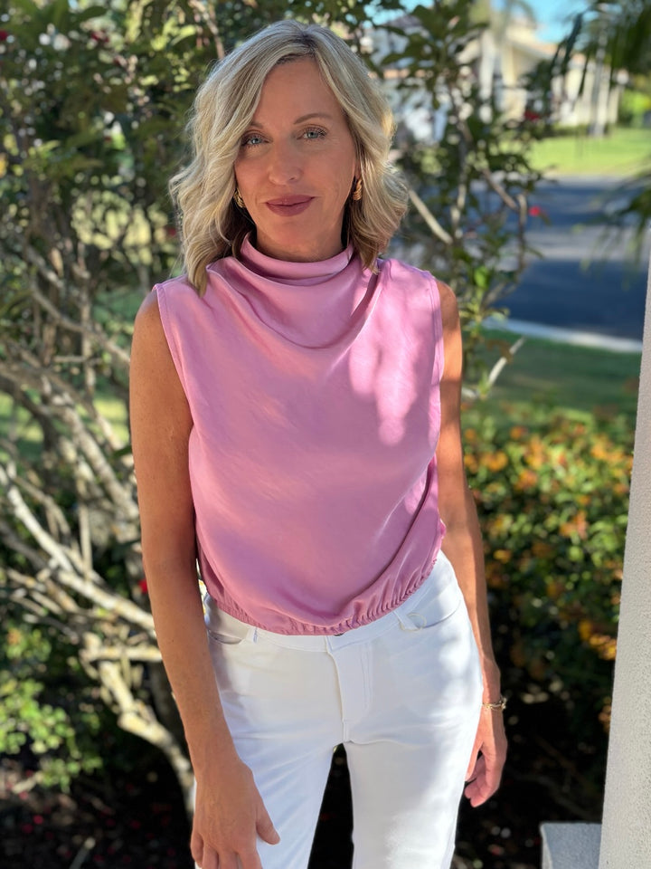 Draping High Neck Sleeveless Top