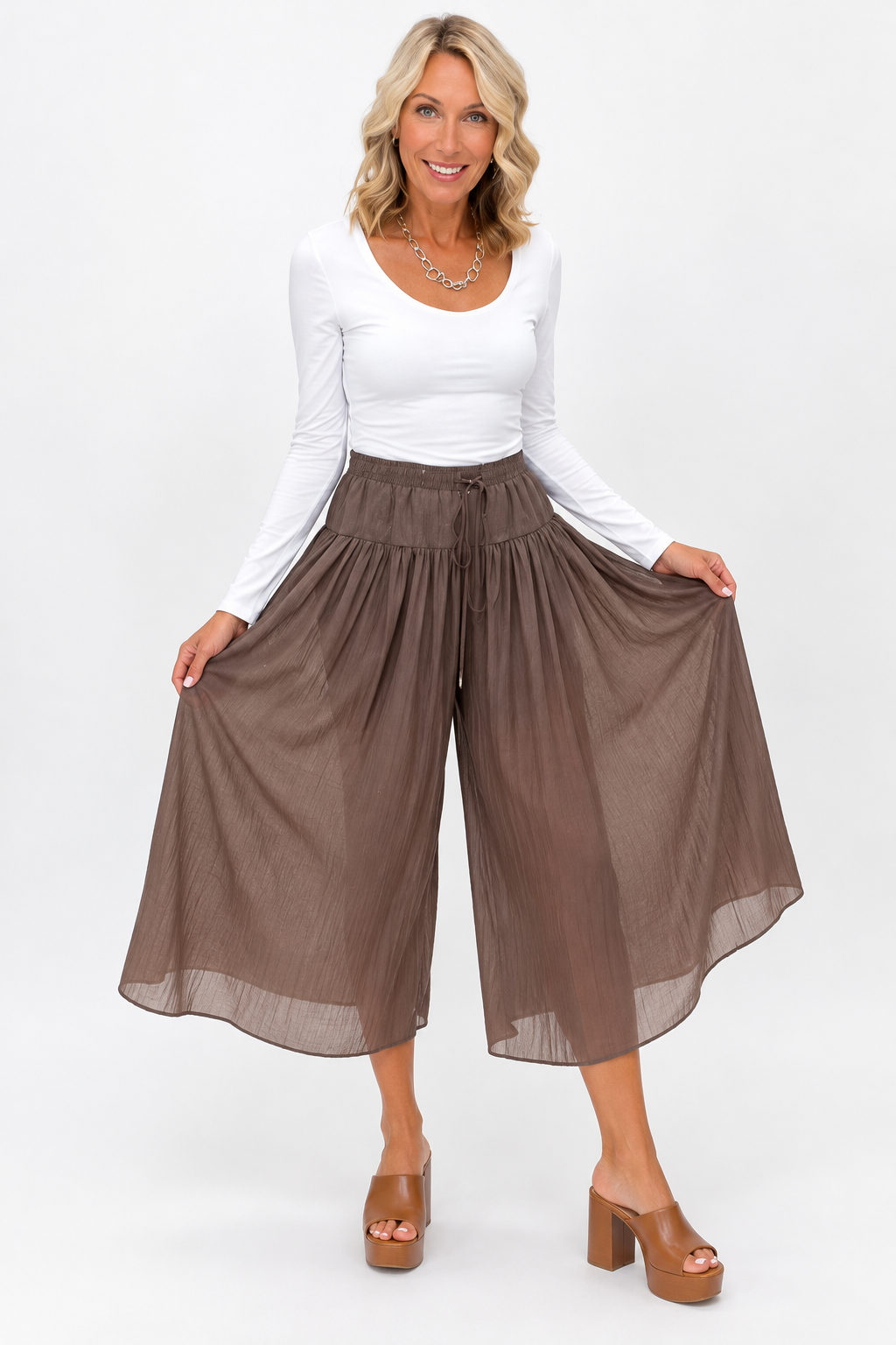 Softly Shimmering Culotte Pants