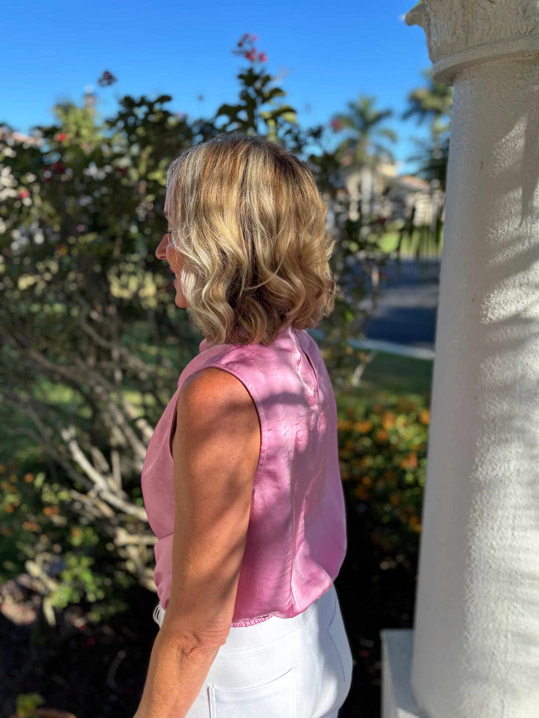 Draping High Neck Sleeveless Top