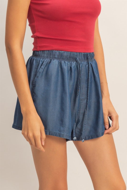 Midnight Tencel Drawstring Shorts