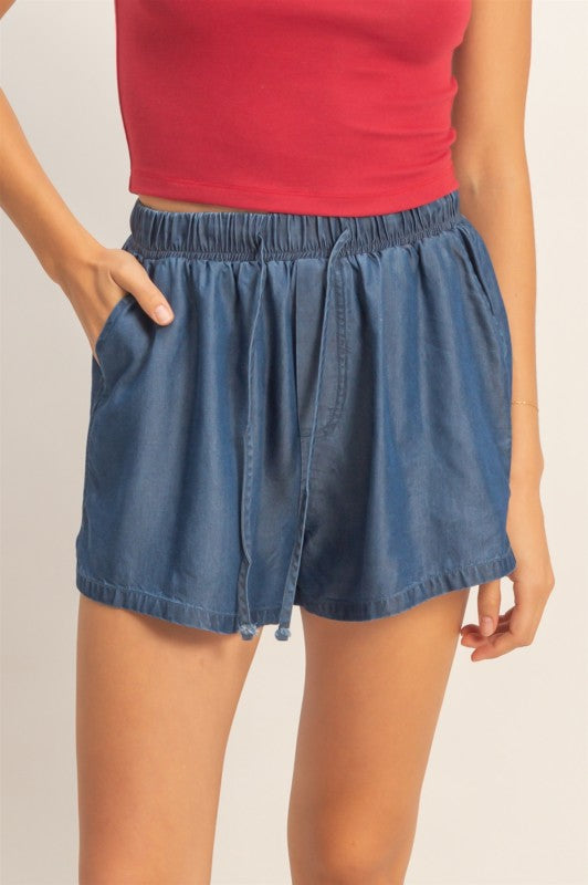 Midnight Tencel Drawstring Shorts