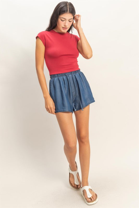 Midnight Tencel Drawstring Shorts