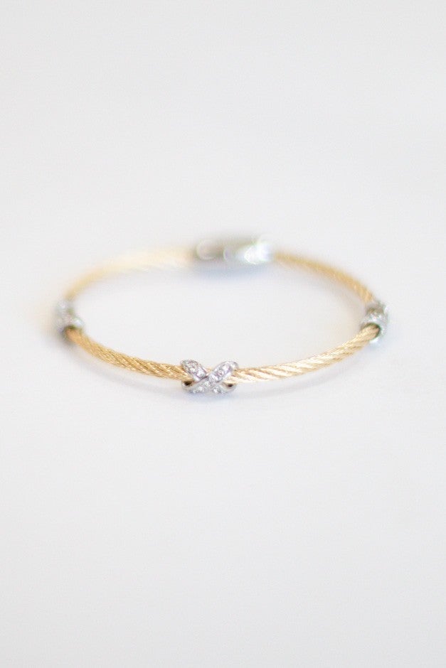 Cable And Criss Cross Crystal Bracelet (2 Colors)