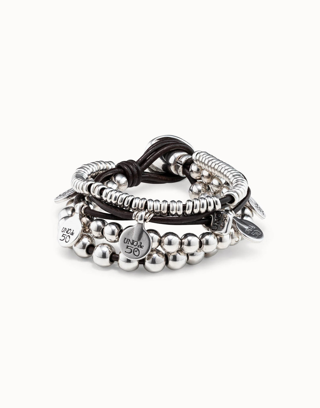 Leather Beaded Bracelet With Charms