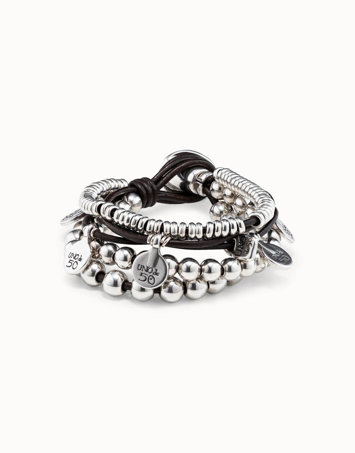 Leather Beaded Bracelet With Charms