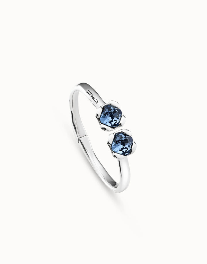 Bangle Bracelet with Two Blue Crystals