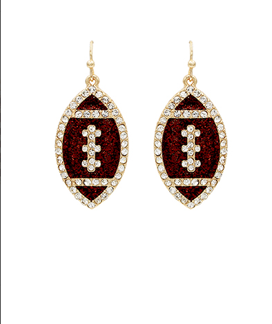 Pave Crystal Football Earrings