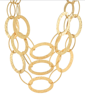 3 Layered Hammered Oval Ring Necklace