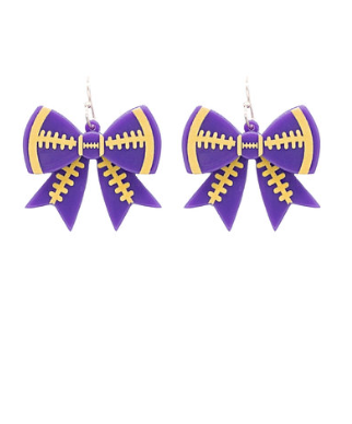 Gameday Printed Football Bow Earrings