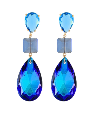 Linear Teardrop  And Square Earrings
