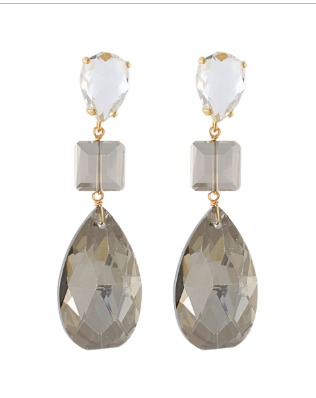 Linear Teardrop  And Square Earrings