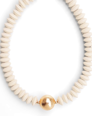 Wooden Bead & Gold Ball Choker